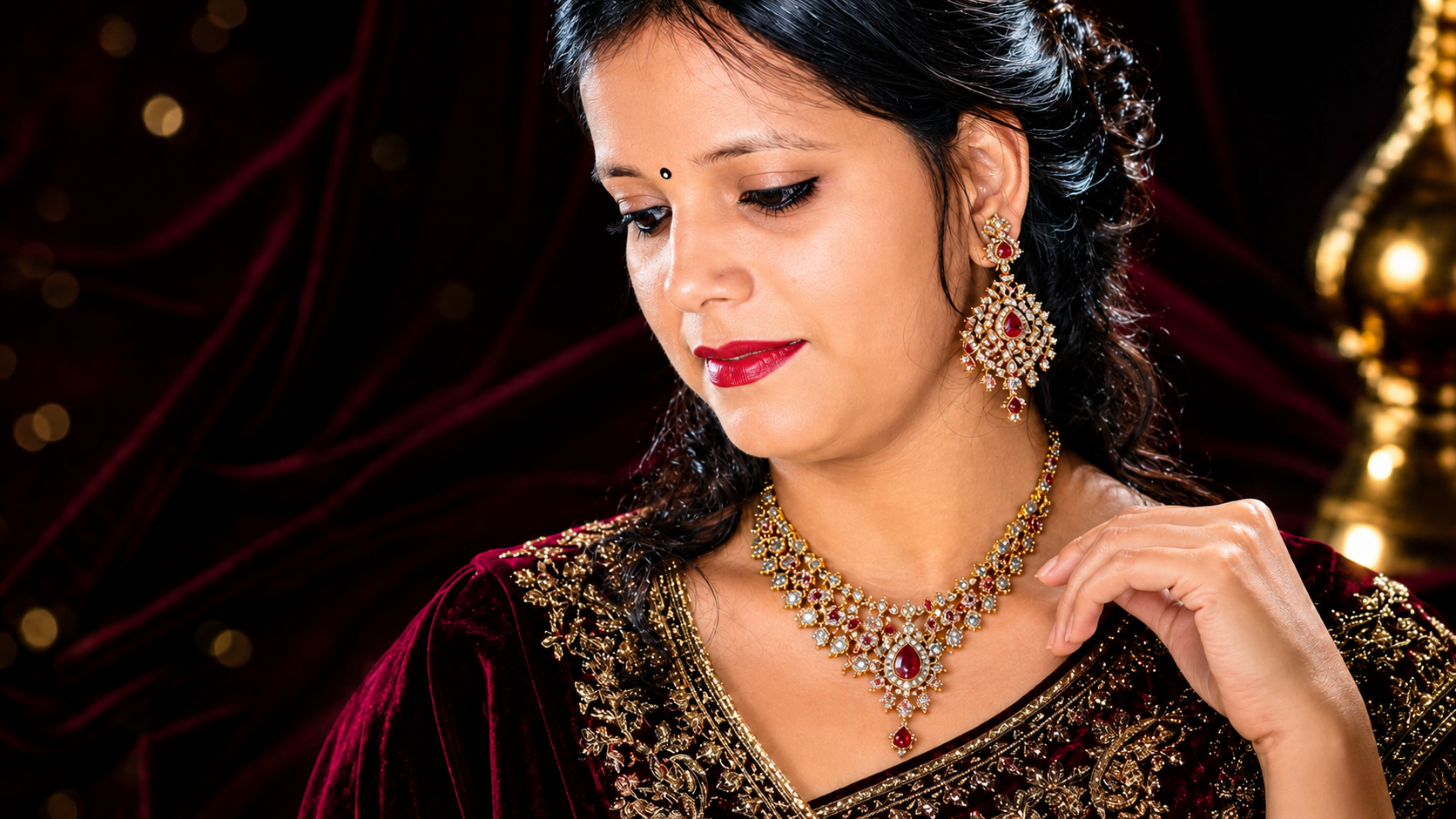 Swarnanjali Jewels bridal necklace set with matching earrings
